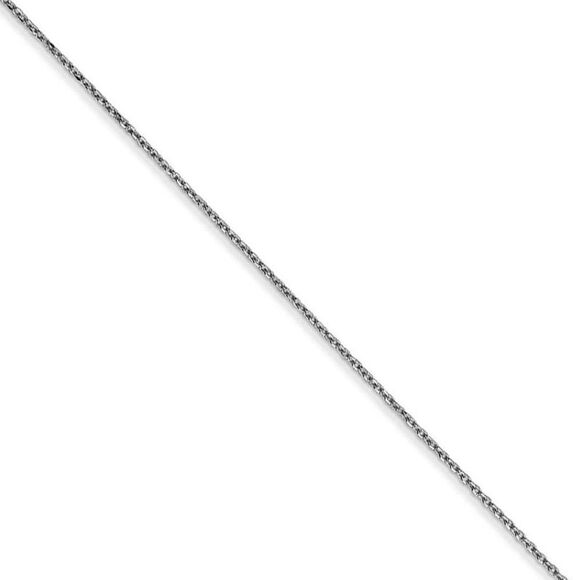 0.6mm, 14k White Gold, Diamond Cut Cable Chain Necklace, 16 Inch - Picture 1 of 8